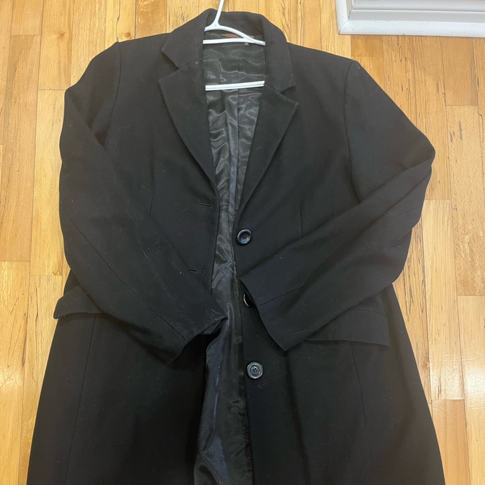 Black long oversized wool coat